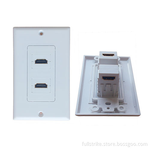 Dual HDMI Wall Plate, , One Stright Jack; The Other 90 Angle Jack